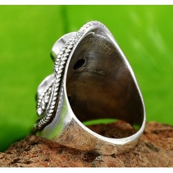 Zilveren edelsteen ring met twee Robijnen maat 17.3 mm