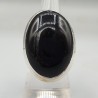 Zilveren ring ovale cabochon geslepen zwarte Onyx 17.3 mm