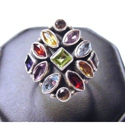 Zilveren edelsteen ring multi edelstenen ringmaat 18 mm
