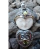 Zilveren hanger met gezicht, Peridot en doosje