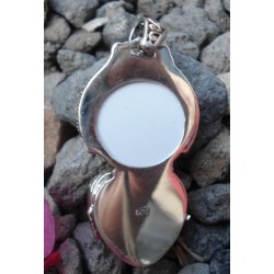 Zilveren hanger met gezicht, Peridot en doosje