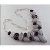 Zilveren edelsteen ketting cabochon Maansteen en facet Amethist