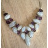 Zilveren edelsteen ketting cabochon Maansteen en facet Amethist
