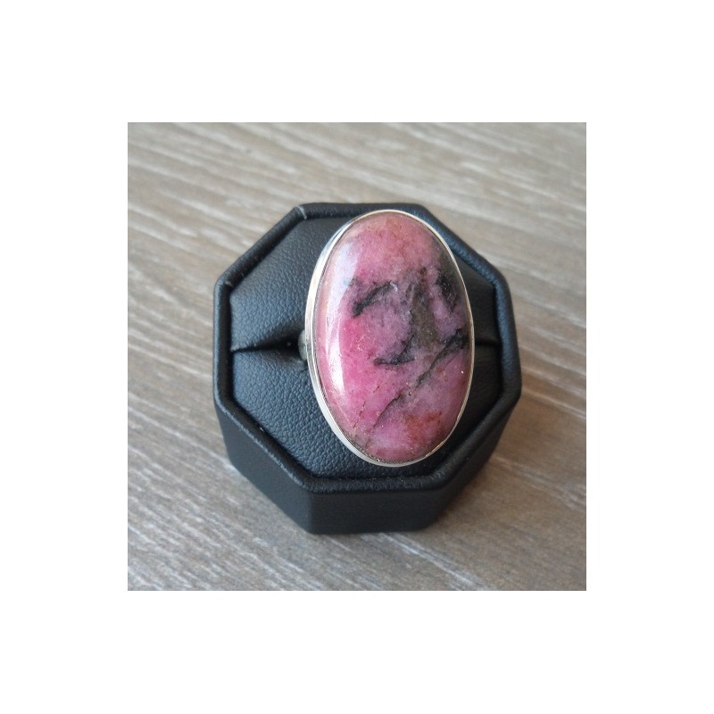 Zilveren ring gezet met Rhodoniet ring maat 17.5 mm