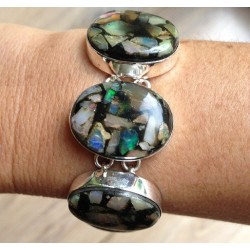Zilveren edelsteen armband met stukjes Opaal
