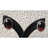 Zilveren edelsteen oorbellen / oorknoppengrote cabochon Granaat