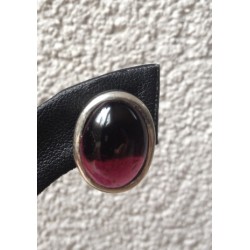 Zilveren edelsteen oorbellen / oorknoppengrote cabochon Granaat