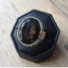 Zilveren edelsteen ring Smokey Topaas vintage setting 18