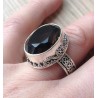 Zilveren edelsteen ring Smokey Topaas vintage setting 18