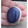 Zilveren hanger met ovale cabochon Lapis bewerkte setting
