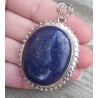 Zilveren hanger met ovale cabochon Lapis bewerkte setting
