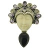 Zilveren hanger met gezicht uit been, Onyx en Amethisten
