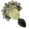 Zilveren hanger met gezicht uit been, Onyx en Amethisten