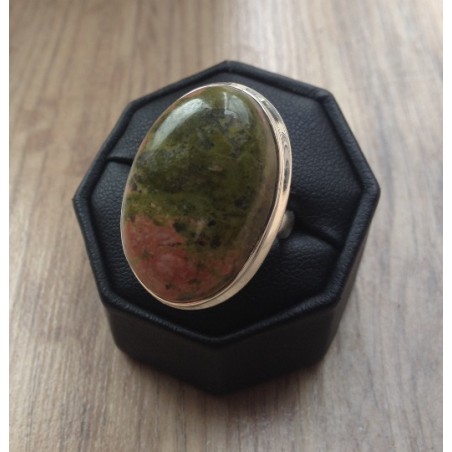 Zilveren edelsteen ring met Unakiet ring maat 17.3 mm