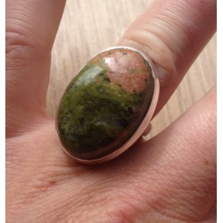 Zilveren edelsteen ring met Unakiet ring maat 17.3 mm