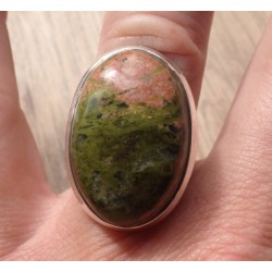 Zilveren edelsteen ring met Unakiet ring maat 17.3 mm