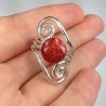 Zilveren edelsteen ring met rood Koraal ring maat 18 mm