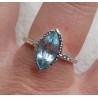 Zilveren ring gezet met marquise blauw Topaas 18 mm
