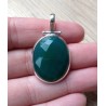 Zilveren edelsteen hanger met ovale facet groene Onyx