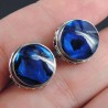 Zilveren oorknoppen blauw Abalone schelp bewerkte setting