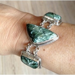 Zilveren edelsteen armband met Serphiniet schakels