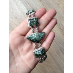 Zilveren edelsteen armband met Serphiniet schakels