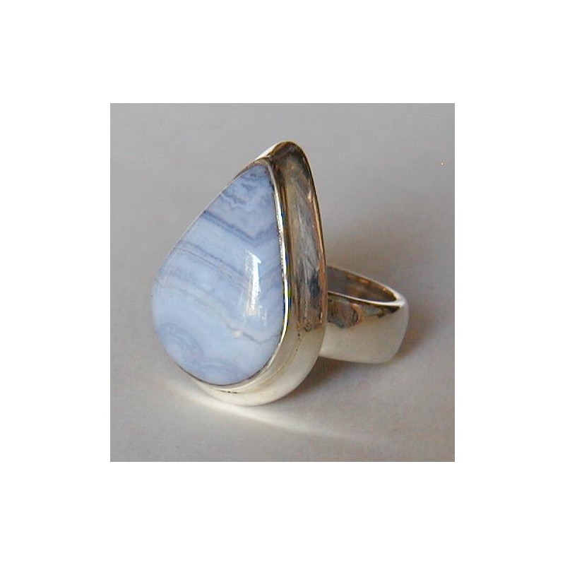 Zilveren edelsteen ring met blauw Lace Agaat maat 17 mm