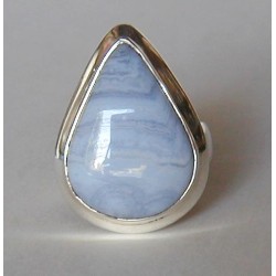 Zilveren edelsteen ring met blauw Lace Agaat maat 17 mm