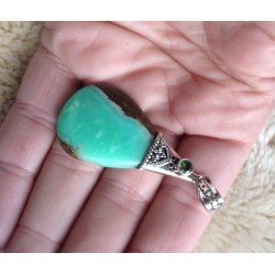 Zilveren edelsteen hanger Boulder Chrysopraas en Peridot