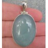 Zilveren hanger met ovale cabochon aqua Chalcedoon