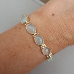 Rosé vergulde armband gezet met aqua Chalcedoon