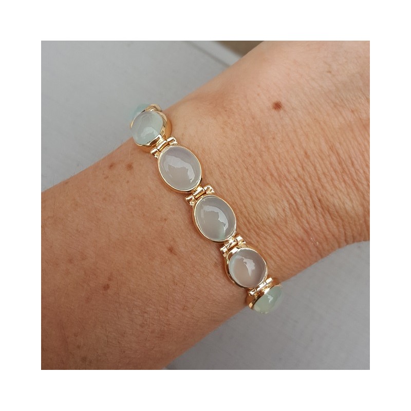 Rosé vergulde armband gezet met aqua Chalcedoon