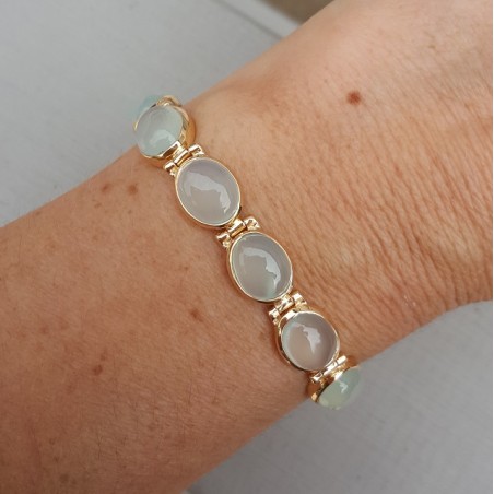 Rosé vergulde armband gezet met aqua Chalcedoon