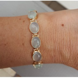 Rosé vergulde armband gezet met aqua Chalcedoon