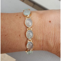Rosé vergulde armband gezet met aqua Chalcedoon