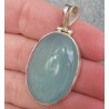 Zilveren hanger met ovale cabochon aqua Chalcedoon