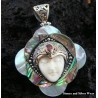 Zilveren hanger met gezicht, Abalone schelp en Granaat