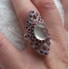 Zilveren ring met Prehniet, Amethist en Rhodoliet Granaat 17.3 m