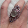 Zilveren ring met Prehniet, Amethist en Rhodoliet Granaat 17.3 m