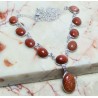 Zilveren edelsteen ketting met cabochon geslepen Goudsteen