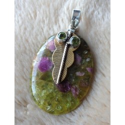 Zilveren edelsteen hanger Toermalijn en Peridot