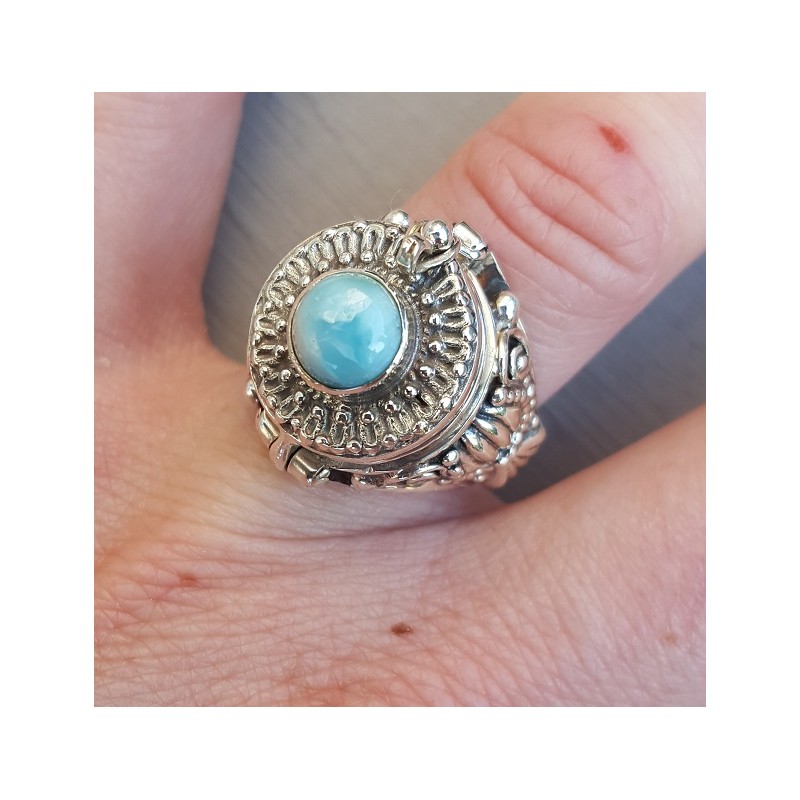 Zilveren gifring met Larimar ring maat 17.3 mm