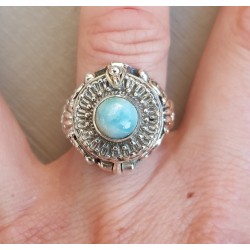 Zilveren gifring met Larimar ring maat 17.3 mm