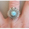 Zilveren gifring met Larimar ring maat 17.3 mm