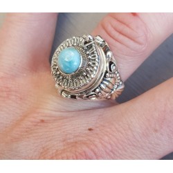 Zilveren gifring met Larimar ring maat 17.3 mm