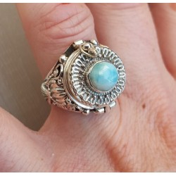 Zilveren gifring met Larimar ring maat 17.3 mm
