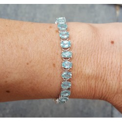 Zilveren armband gezet met ovale facet geslepen Apatiet