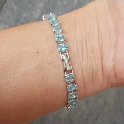 Zilveren armband gezet met ovale facet geslepen Apatiet