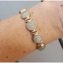 Rosé vergulde armband gezet met ronde cabochon Aventurijn