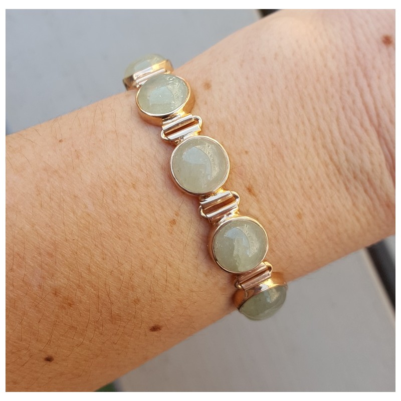Rosé vergulde armband gezet met ronde cabochon Aventurijn